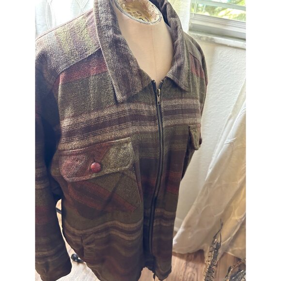 VTG Rugged Outfitters Country Mens XL Plaid Chore Jacket 100% Cotton Zip Rustic - Picture 10 of 16